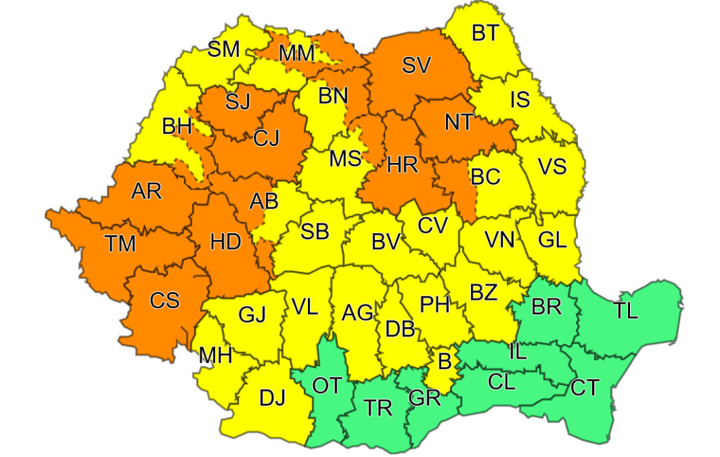 Cod portocaliu 11 13 iunie averse torențiale Stiri meteo