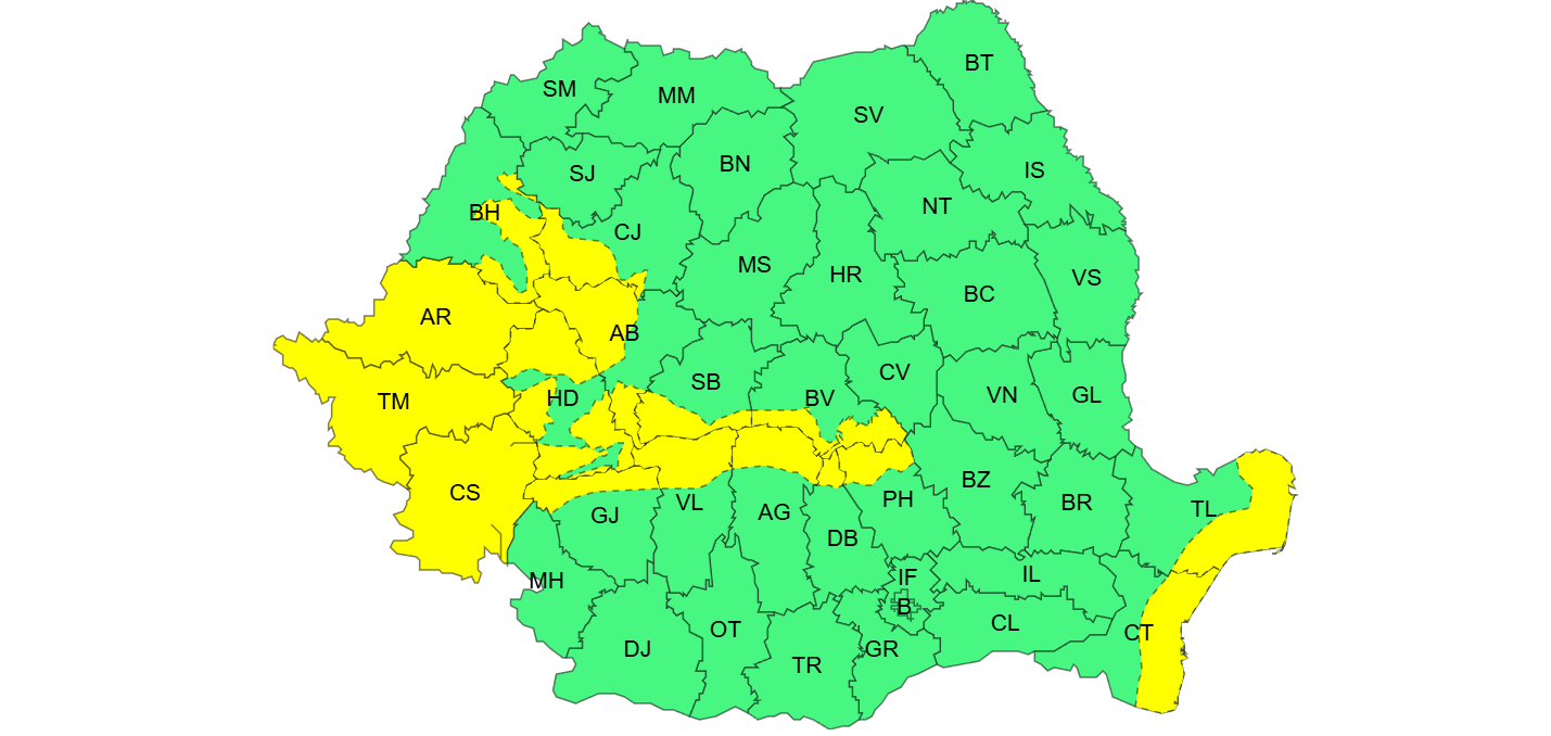 Cod galben 25 – 26 noiembrie: intensificări ale vântului | Stiri meteo